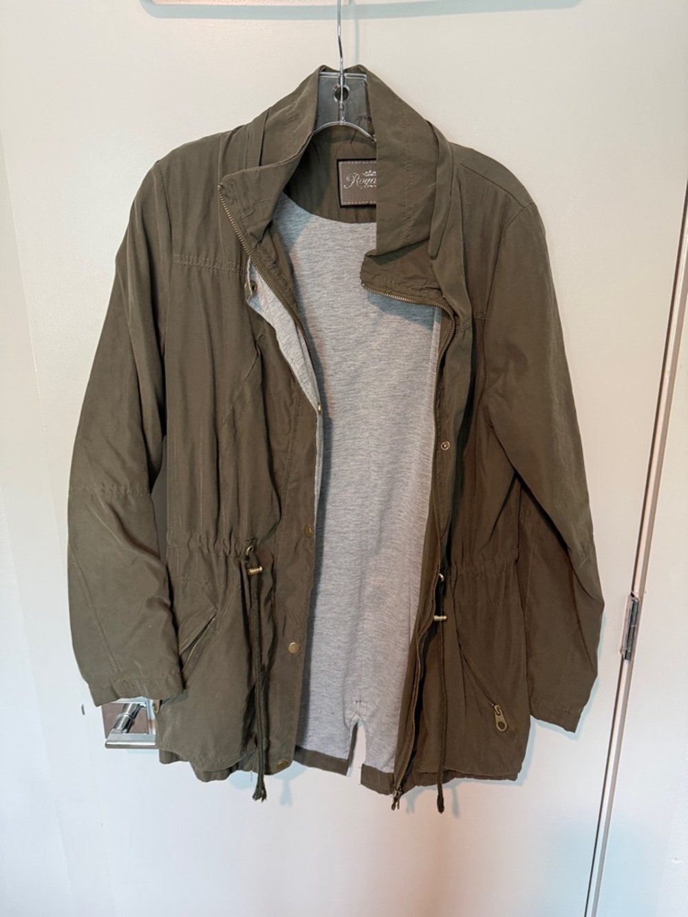 Royalty For Me Olive Utility Drawstring Field Jacket